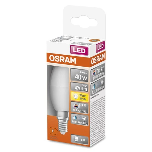 OSRAM SUPERSTAR+ CLASSIC B 40 FR LED-Lampe, 4,9W, 470lm , Warmweiß , E14