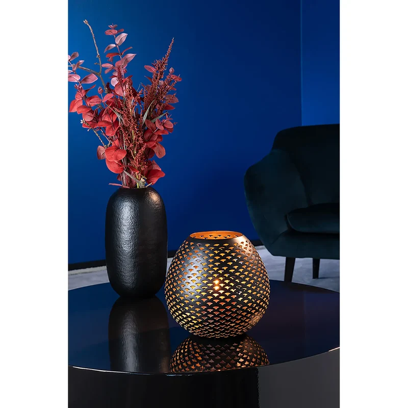 Windlicht – Schwarz Matt, Goldoptik, Modern - Palera | Fink Living
