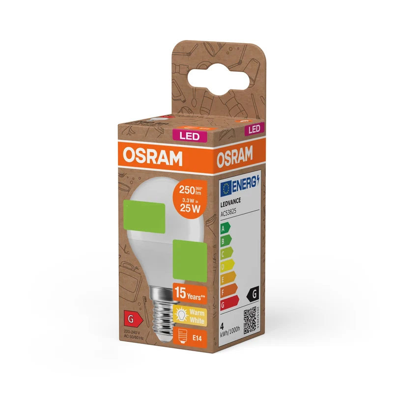 OSRAM LED PCR LAMPS WITH CLASSIC P , LED-Lampe, Matt, 3,3 W, (ex 25 W), 250 lm, Warmweiß, 2700 K, 15000 h, CRI ≥80