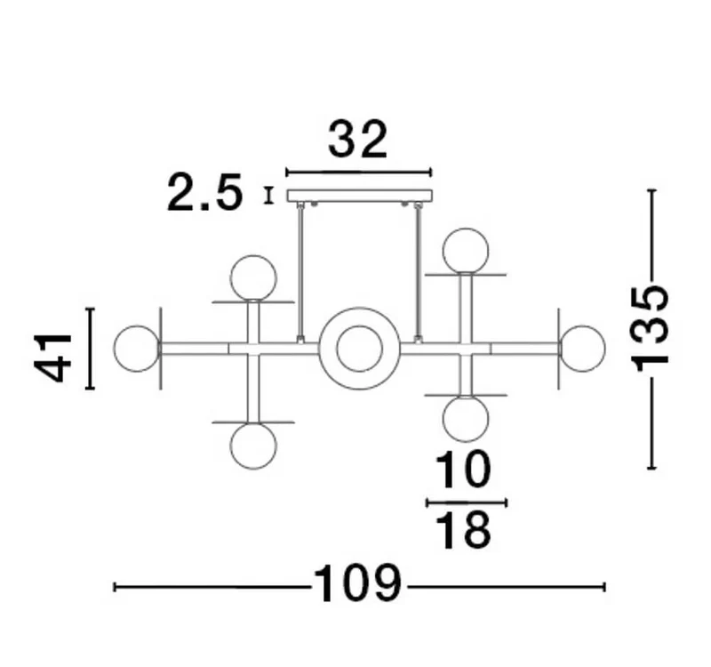 Pielo Pendelleuchte G9 Balken 32cm8-flammig