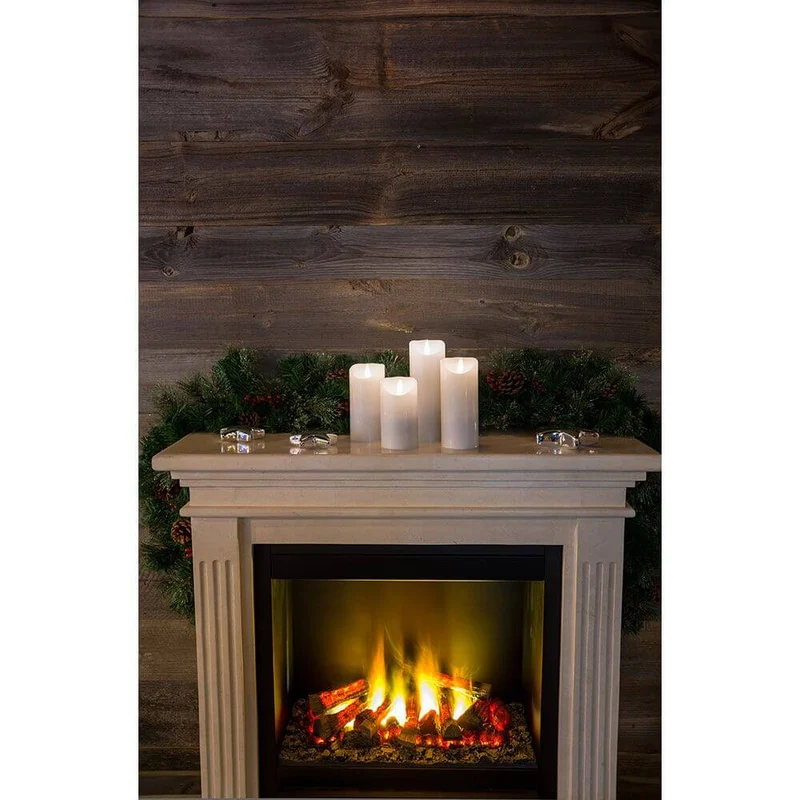 LED Echtwachskerze weiß mit 3D Flamme 20,5cm Timer Warmweiß batteriebetrieben