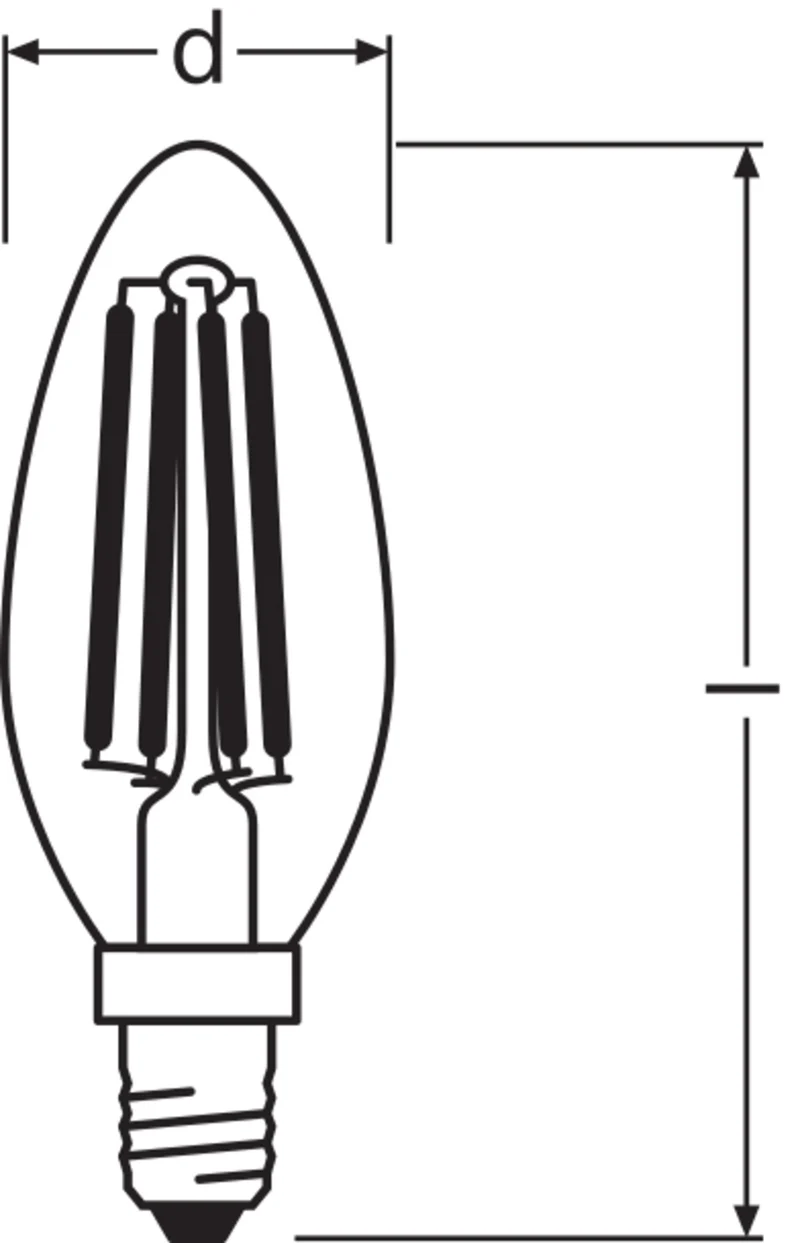 OSRAM LED-Lampen, klassische Minikerzenform, 40 Watts Ersatz, E14, B-shape, 2700 Kelvin, Warm weiß, Klares Glas, 2-er Pack