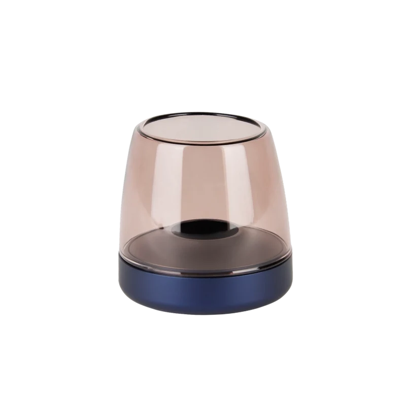 Windlicht aus Glas und Aluminium mit modernem Design und LED-Kerzen-Kompatibilität, Kobaltblau – Glow 10 | Kooduu