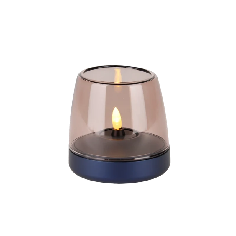 Windlicht aus Glas und Aluminium mit modernem Design und LED-Kerzen-Kompatibilität, Kobaltblau – Glow 10 | Kooduu