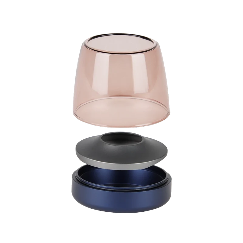 Windlicht aus Glas und Aluminium mit modernem Design und LED-Kerzen-Kompatibilität, Kobaltblau – Glow 10 | Kooduu