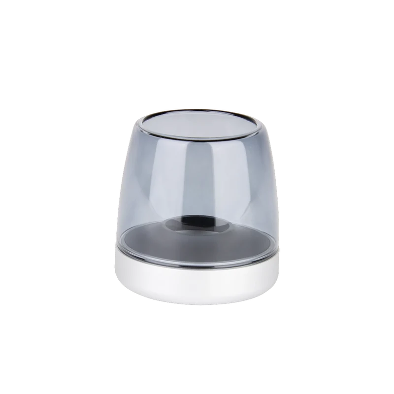 Windlicht aus Glas und Aluminium mit modernem Design und LED-Kerzen-Kompatibilität, Mattes Silber – Glow 10 | Kooduu