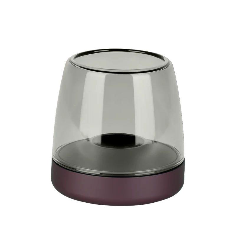 Windlicht aus Glas und Aluminium mit modernem Design und LED-Kerzen-Kompatibilität, Lila – Glow 10 | Kooduu