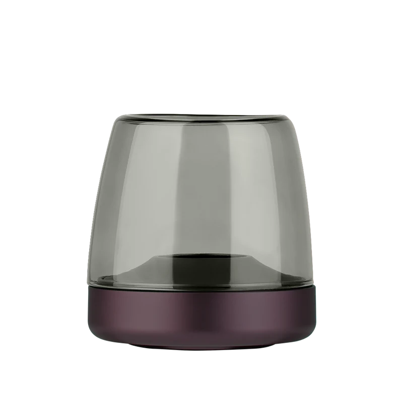 Windlicht aus Glas und Aluminium mit modernem Design und LED-Kerzen-Kompatibilität, Lila – Glow 10 | Kooduu