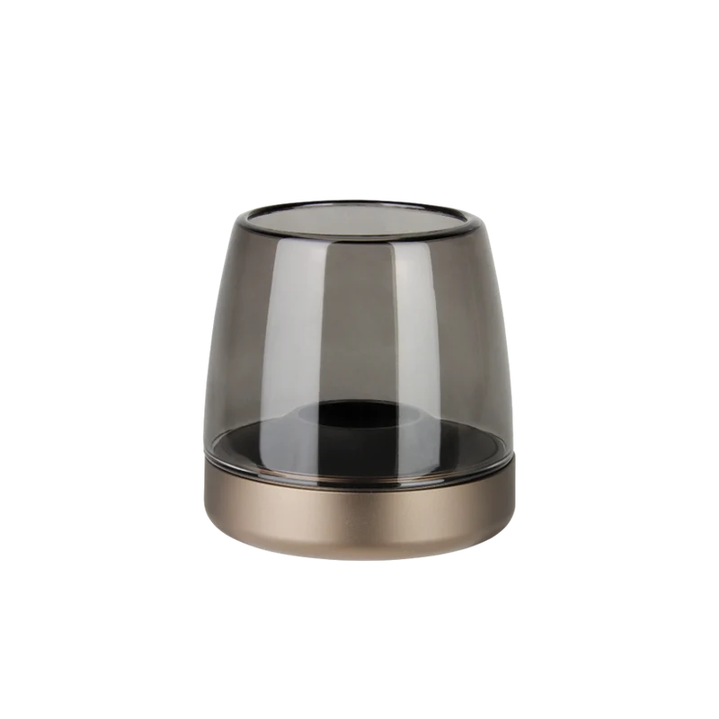 Windlicht aus Glas und Aluminium mit modernem Design und LED-Kerzen-Kompatibilität, Sepia – Glow 10 | Kooduu