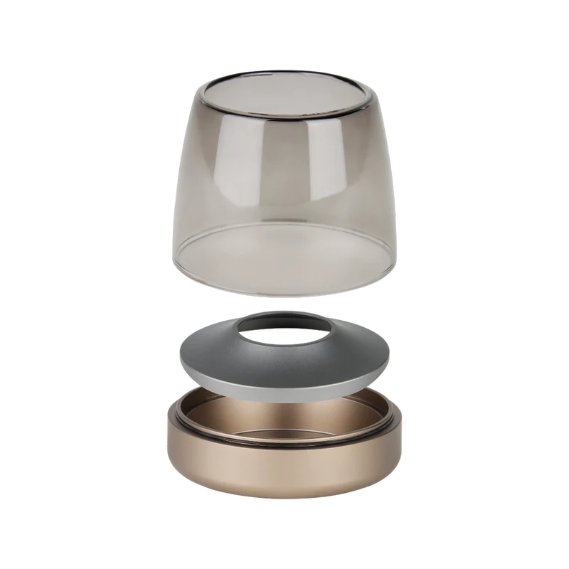 Windlicht aus Glas und Aluminium mit modernem Design und LED-Kerzen-Kompatibilität, Sepia – Glow 10 | Kooduu