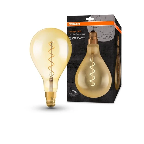 OSRAM Vintage 1906® LED Lampe dimmbar (ex 28W) 5W / 2000K Warmweiß E27 Gold Optik