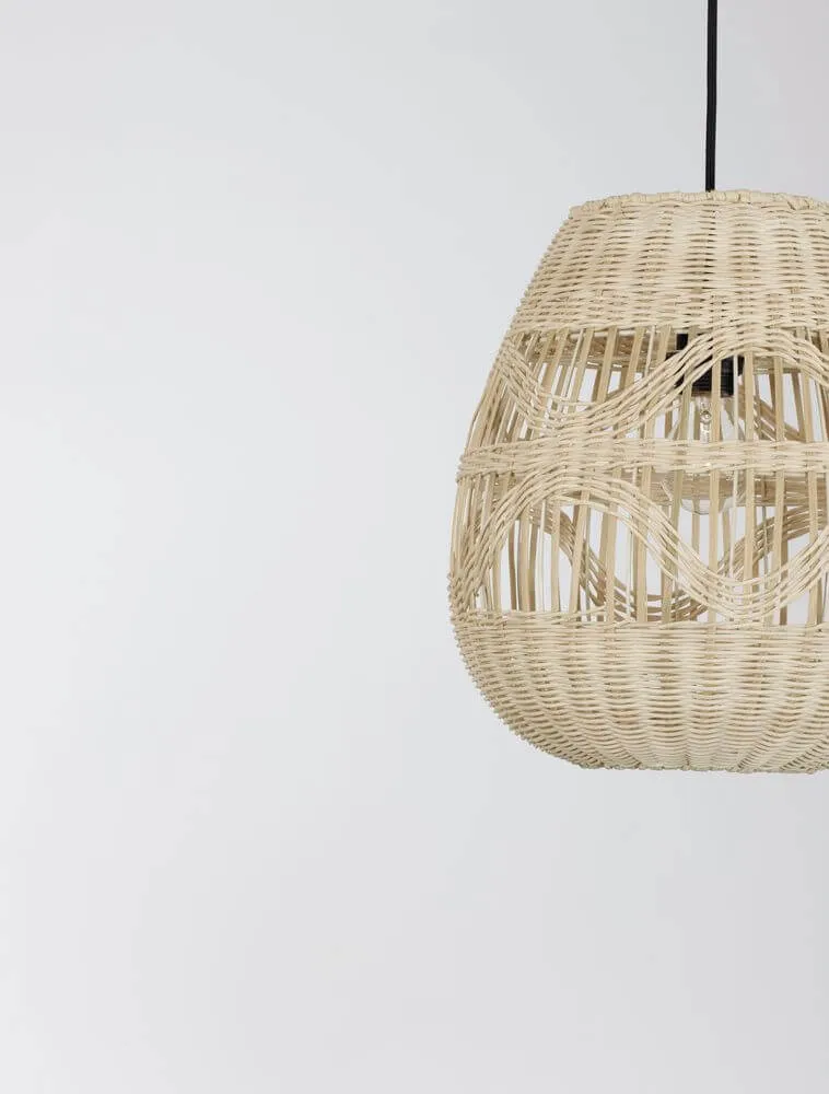 Marlo Pendelleuchte Birne Beige Rattan