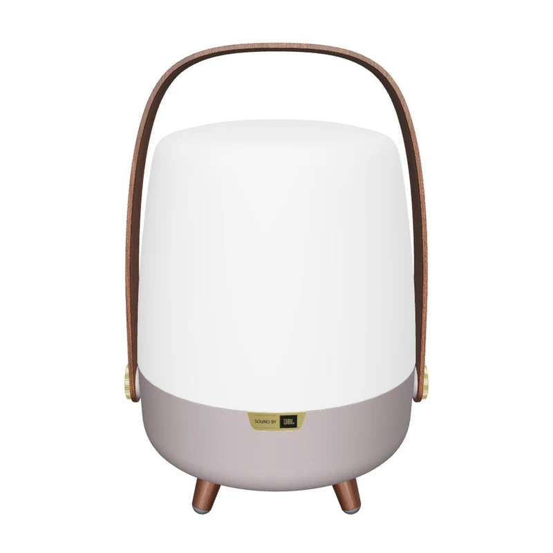 Lautsprecherleuchte mit Polyethylengehäuse, Holzgriff und Messingakzenten - Lite-up Play Mini | Kooduu