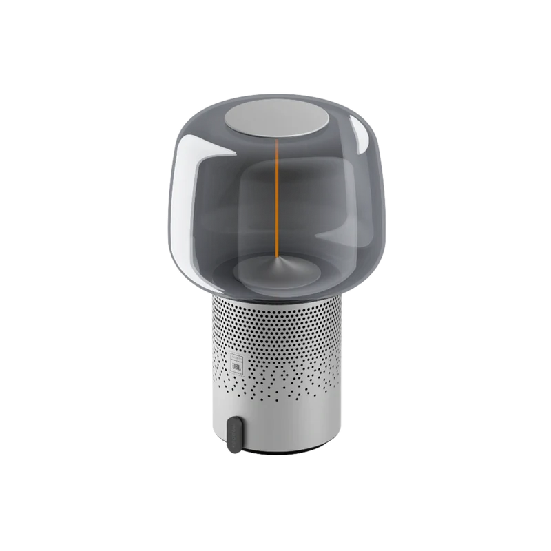 Lautsprecherleuchte aus pulverbeschichtetem Stahl mit handgefertigtem Glasschirm und Filament-LED – Serena PLAY | Kooduu