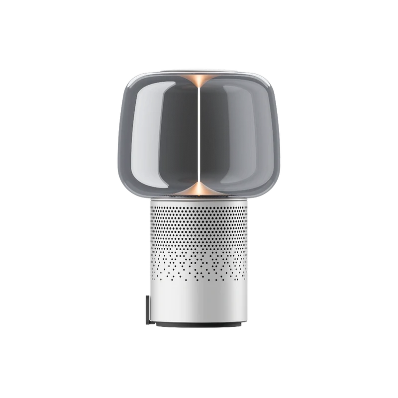 Lautsprecherleuchte aus pulverbeschichtetem Stahl mit handgefertigtem Glasschirm und Filament-LED – Serena PLAY | Kooduu