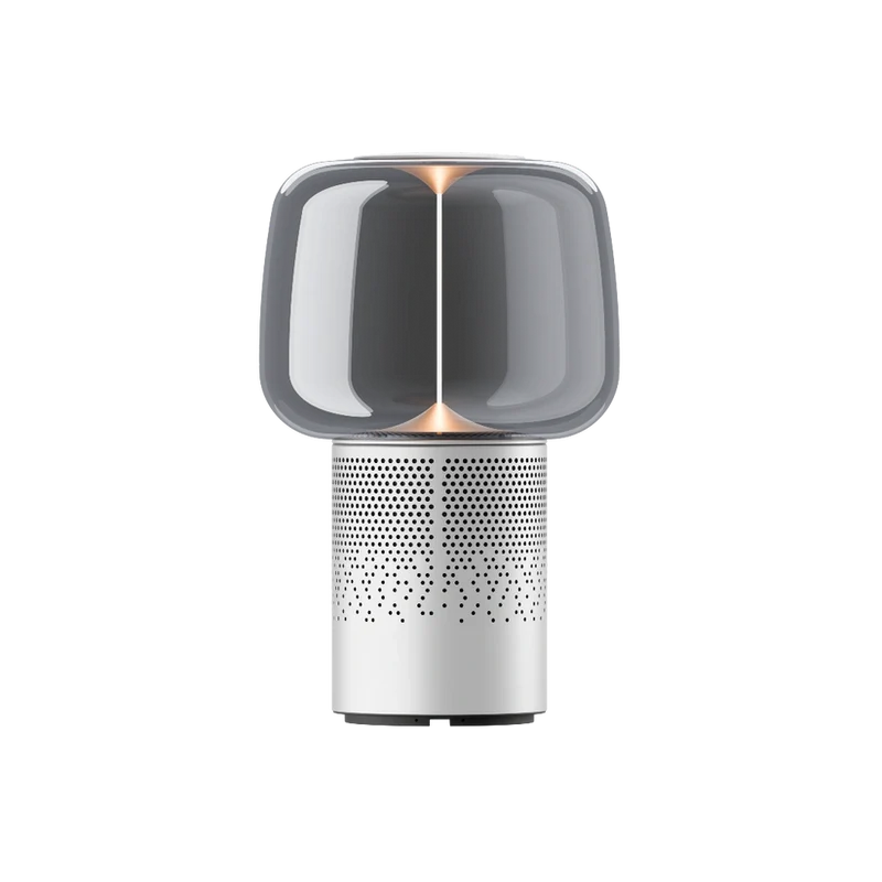 Lautsprecherleuchte aus pulverbeschichtetem Stahl mit handgefertigtem Glasschirm und Filament-LED – Serena PLAY | Kooduu