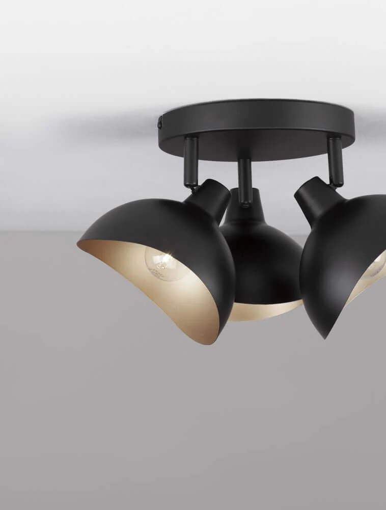 Geti Deckenleuchte 3-flammig Ø 18cm Schwarz, Gold