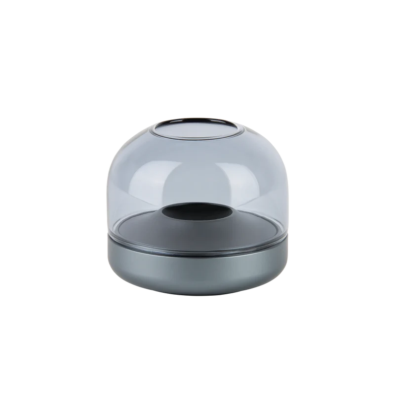 Windlicht aus eloxiertem Aluminium mit gebürstetem Ring und Glasaufsatz – Glow 08 | Kooduu