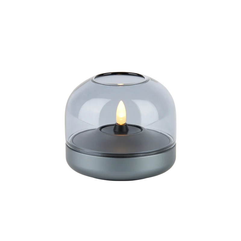 Windlicht aus eloxiertem Aluminium mit gebürstetem Ring und Glasaufsatz – Glow 08 | Kooduu