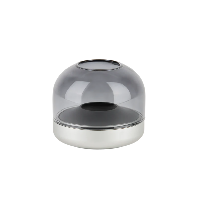 Windlicht aus eloxiertem Aluminium mit gebürstetem Ring und Glasaufsatz – Glow 08 | Kooduu