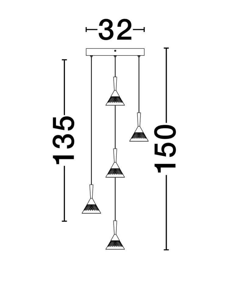 Paluz LED Pendelleuchte 5-flammig Ø 32cm 3000K Schwarz, Roségold