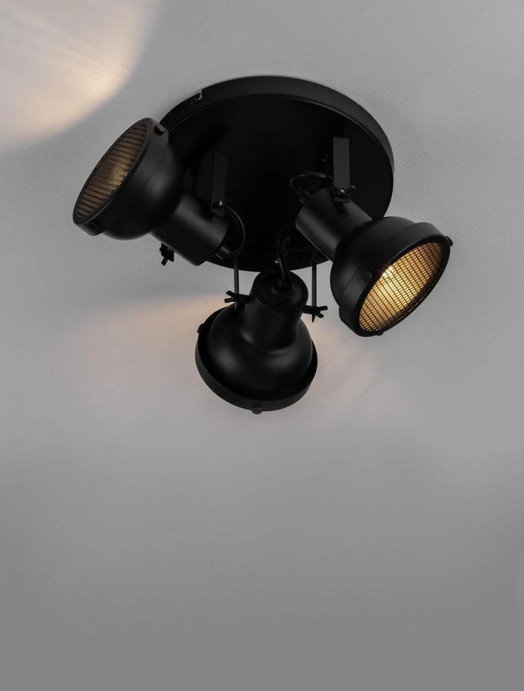 Ruvi Deckenleuchte GU10 3-flammig Ø 24cm Schwarz