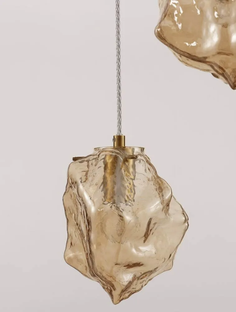Odelle Pendelleuchte 3-flammig Ø 40cm Gold, Bernstein