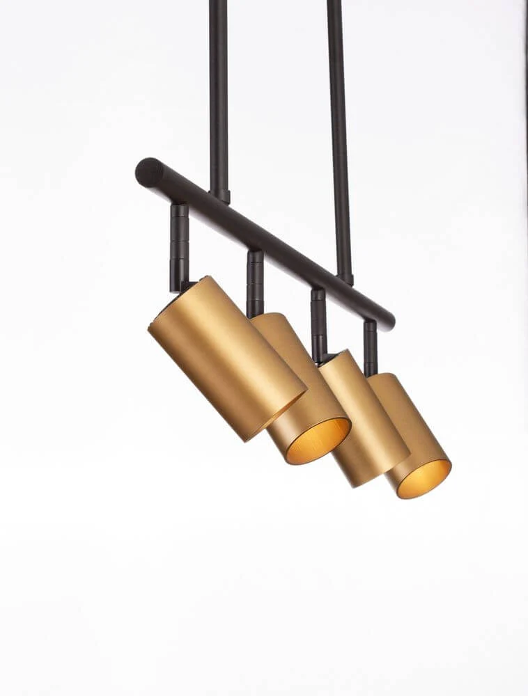 Pogno Pendelleuchte 4-flammig Schwarz, Gold