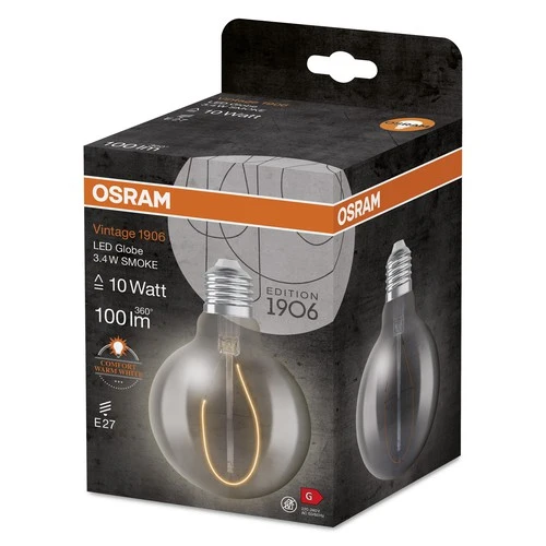 OSRAM Vintage 1906 LED-Lampe, Smoke-Tönung, 3,4W, 100lm , Warmweiß , E27