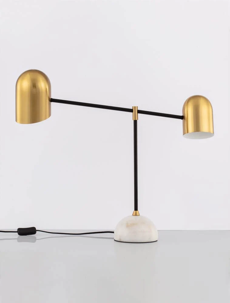 Nela Tischleuchte Weiß, Gold, Schwarz