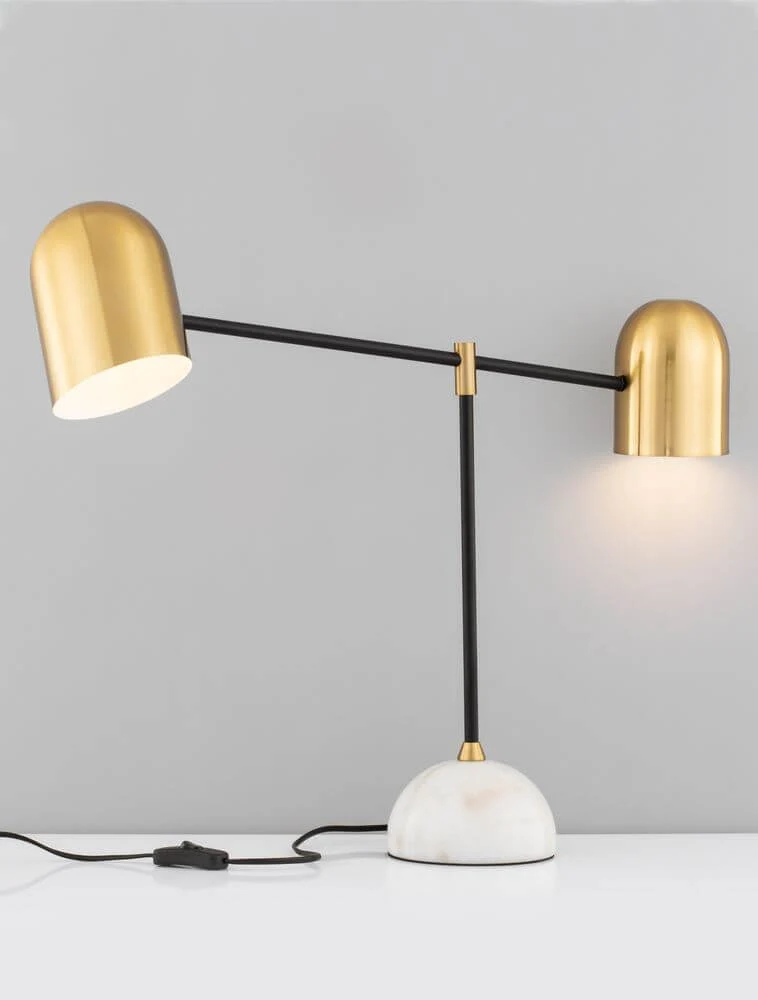 Nela Tischleuchte Weiß, Gold, Schwarz