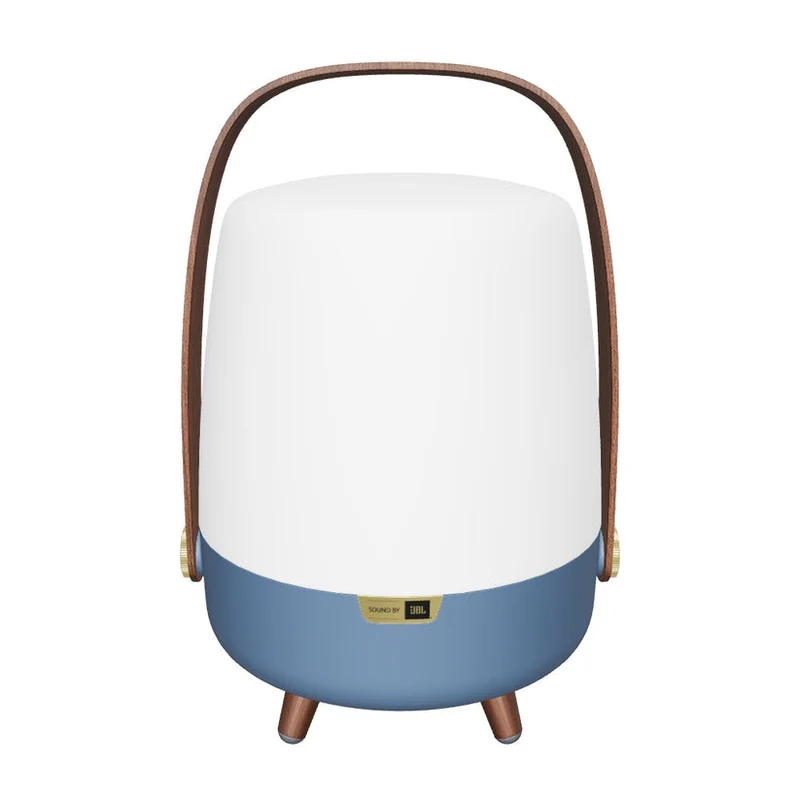 Lautsprecherleuchte aus Polyethylen mit Holzgriff und Messingakzenten - Lite-up Play Mini | Kooduu