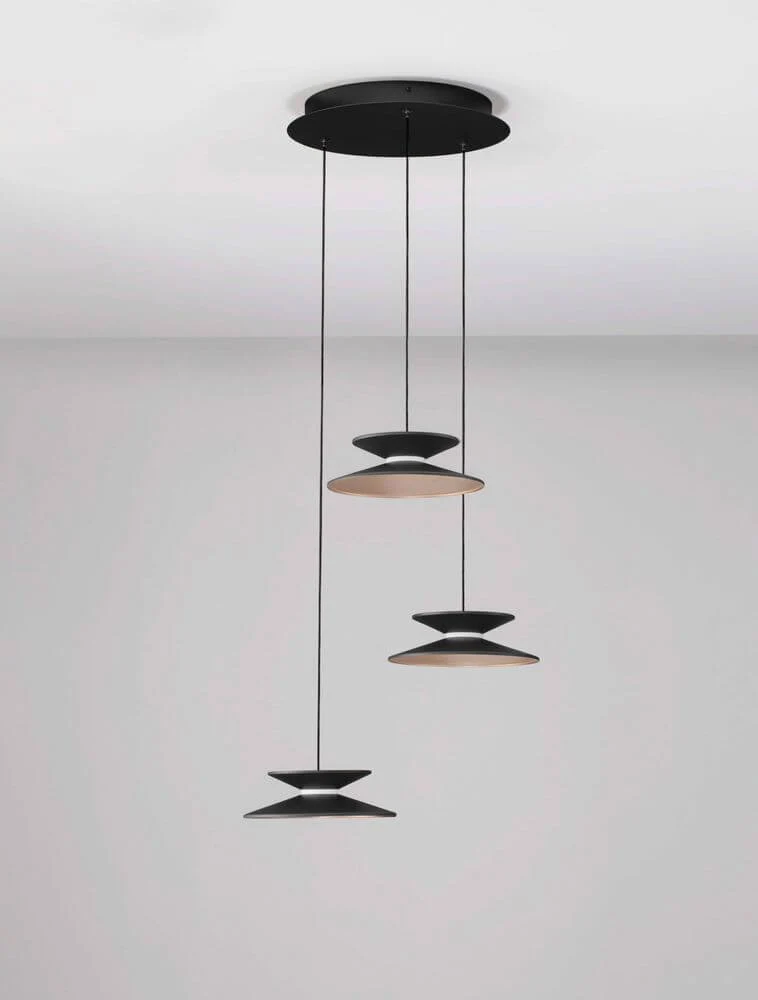Morfi Pendelleuchte 3-flammig Ø 42cm 3000K Schwarz, Gold