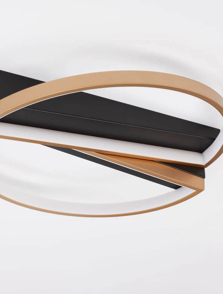 Elize LED Deckenleuchte Halbrund 2-flammig 3000K Schwarz, Gold