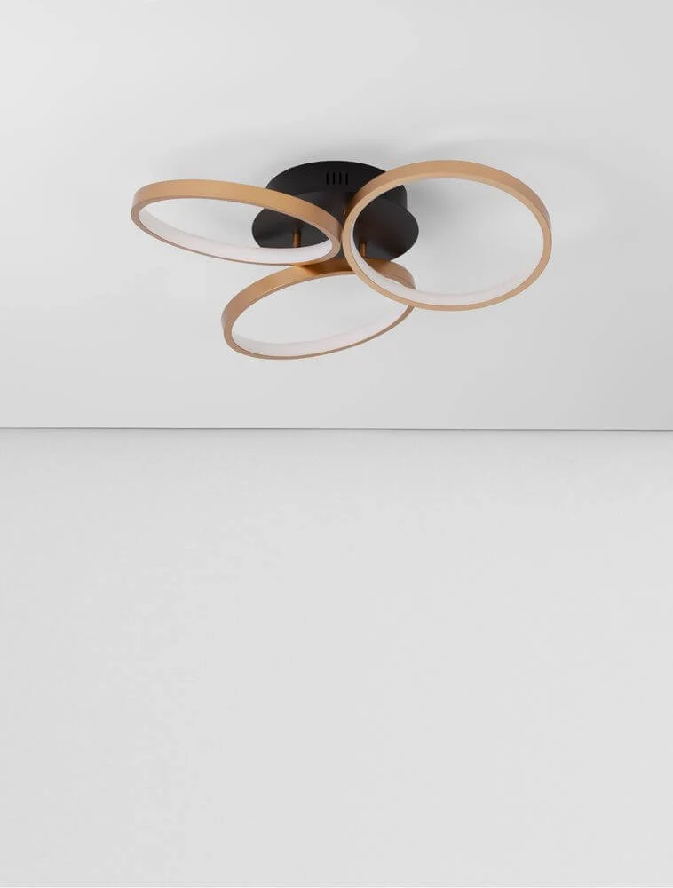 Elize LED Deckenleuchte 3-flammig Ø 55cm 3000K Schwarz, Gold