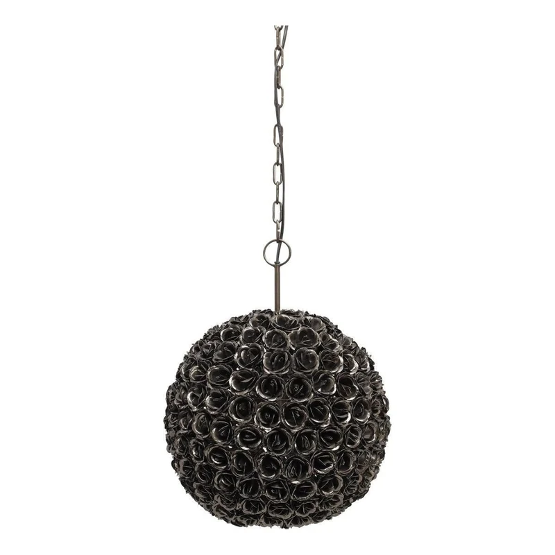 Pendelleuchte – Schwarzes Eisen, Rosenmotiv, Kugelform - Rosella | PTMD