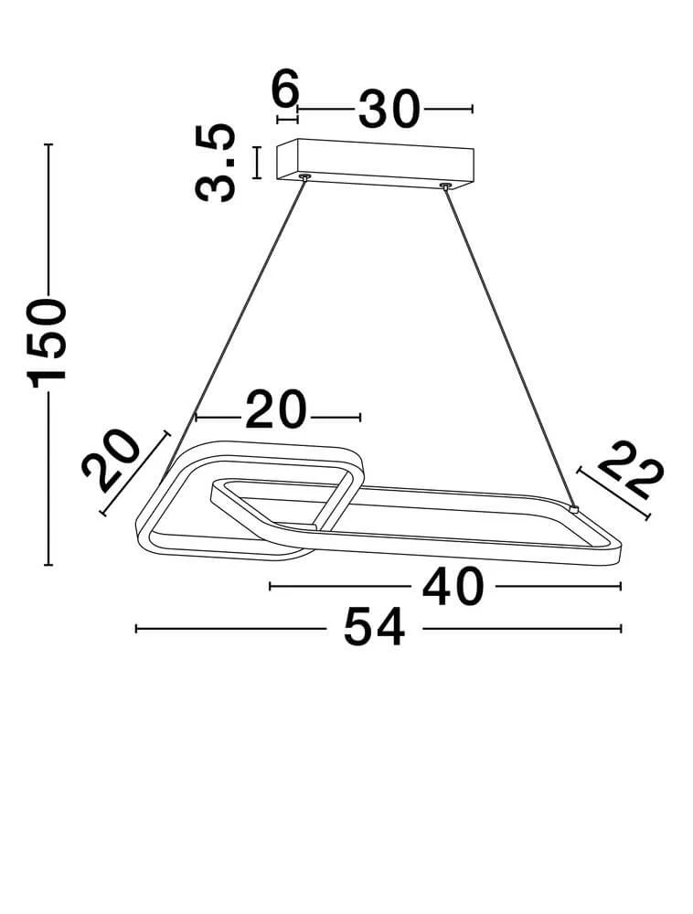Imar LED Pendelleuchte Rechteckig 2-flammig 3200K Schwarz, Gold