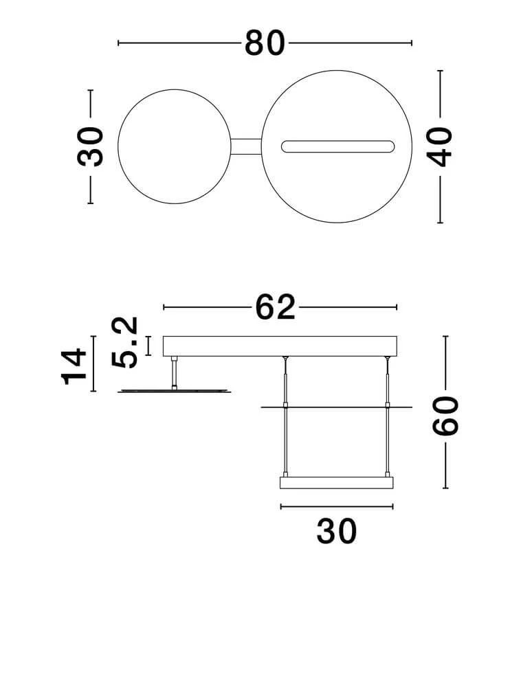 Diona LED Deckenleuchte 2-flammig 3000K Schwarz, Weiß