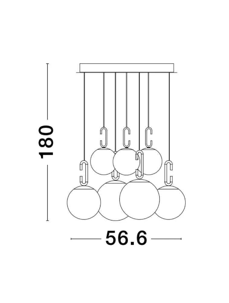 Hook LED Pendelleuchte 7-flammig Ø 56,6cm 3000K Gold-Gebürstet, Weiß