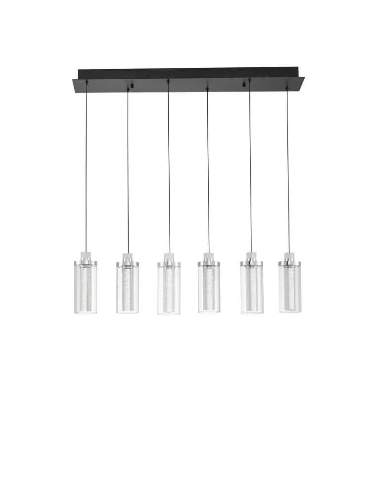 Lune LED Pendelleuchte 6-flammig 3000K Schwarz, Chrom