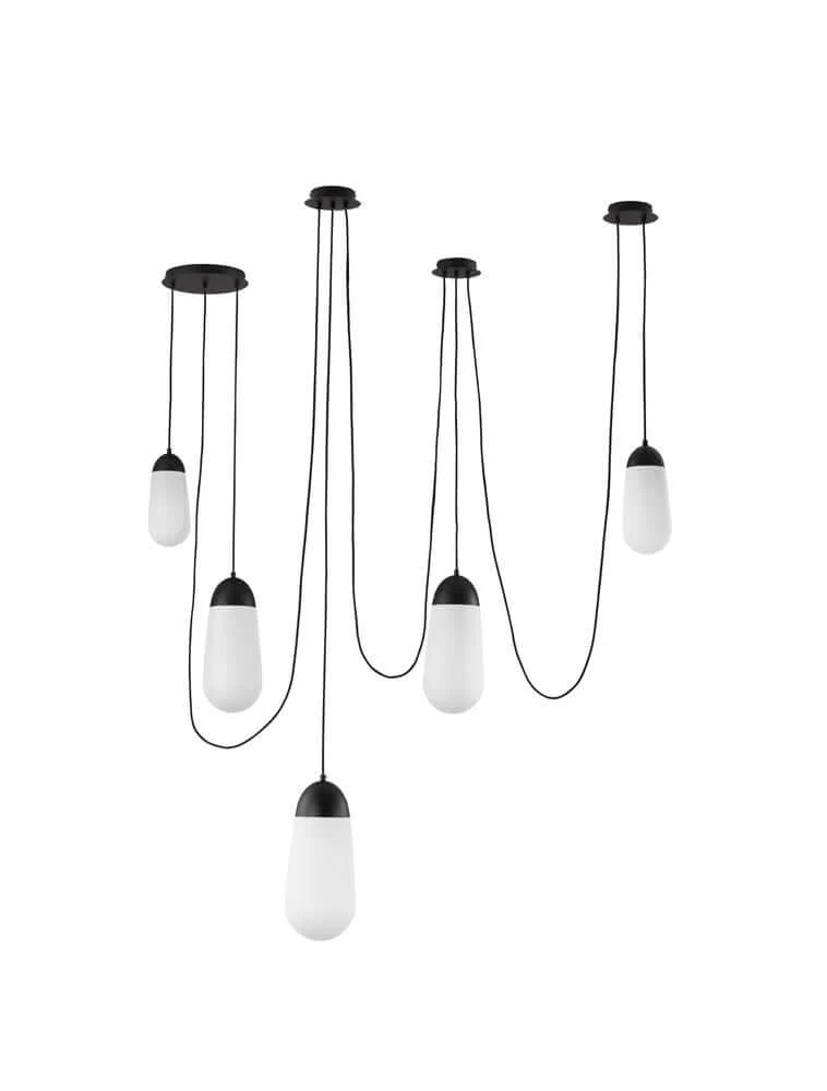 Blaky Pendelleuchte 5-flammig Schwarz, Weiß