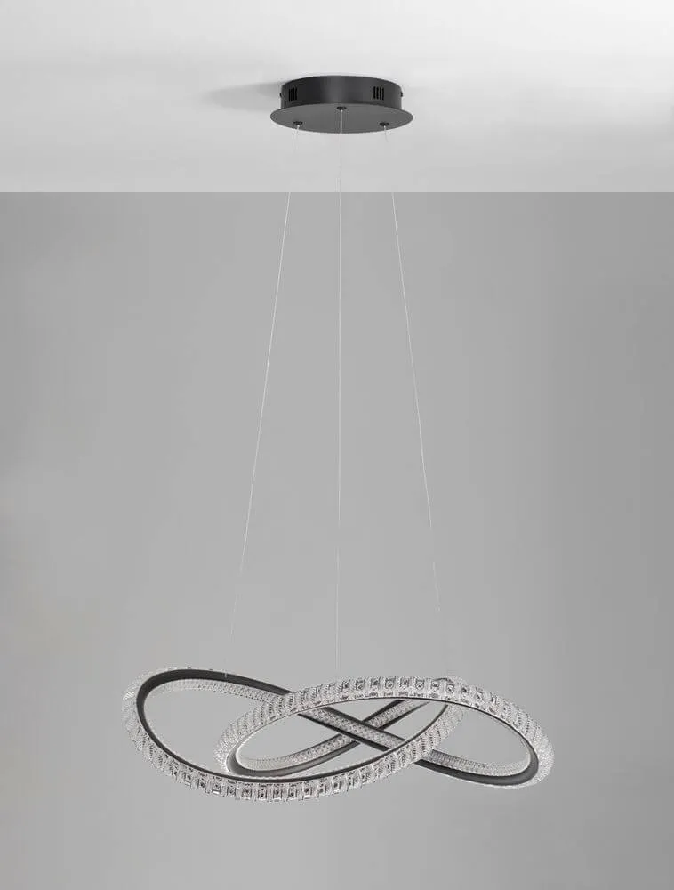 Ginevra LED Pendelleuchte Verknotet Ø 58cm 3000K Schwarz