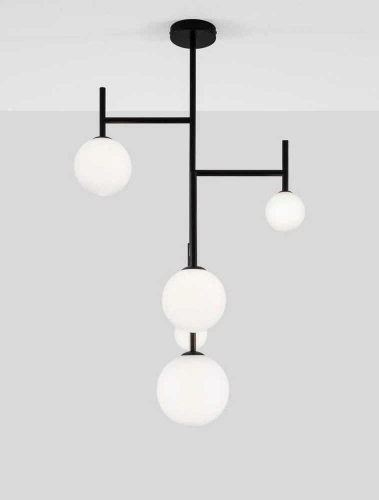 Licato Pendelleuchte 5-flammig Ø 73cm Schwarz, Weiß