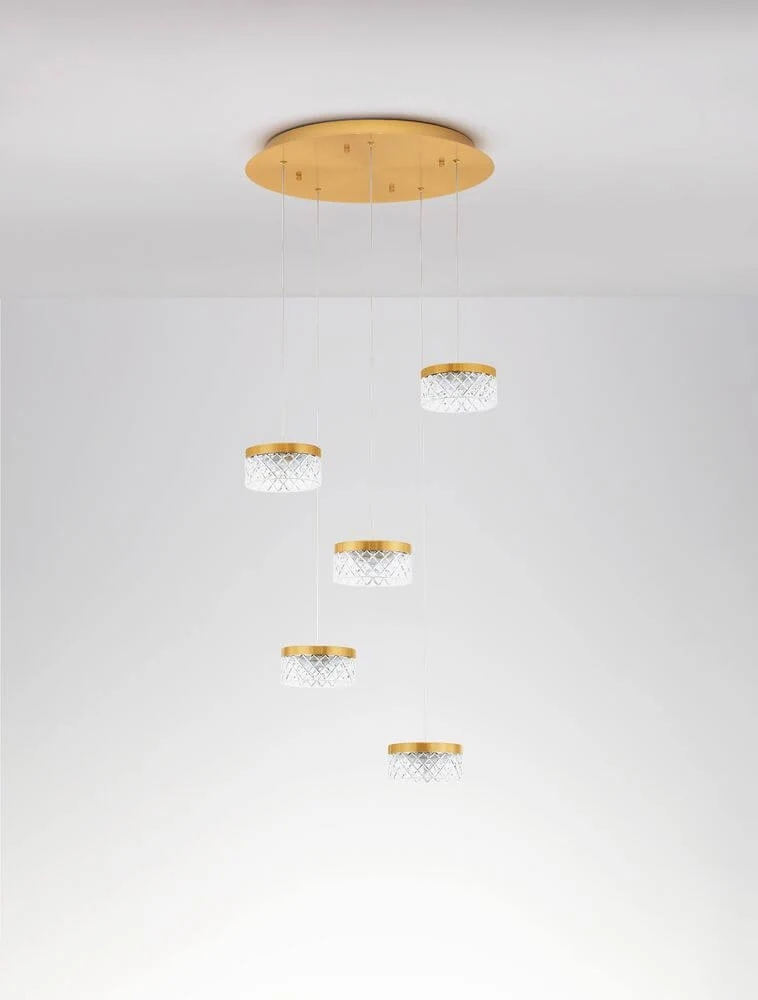 Bion LED Pendelleuchte 5-flammig Ø 50cm 3000K Gold