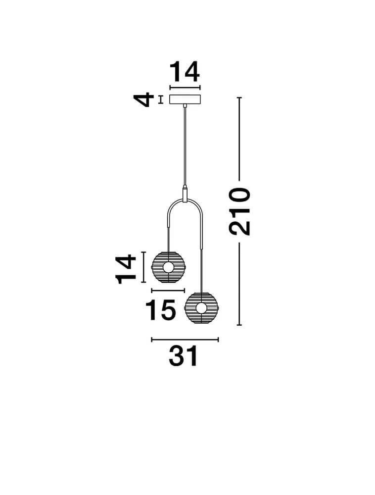 Las LED Pendelleuchte 2-flammig Ø 31cm 3000K Schwarz, Gold