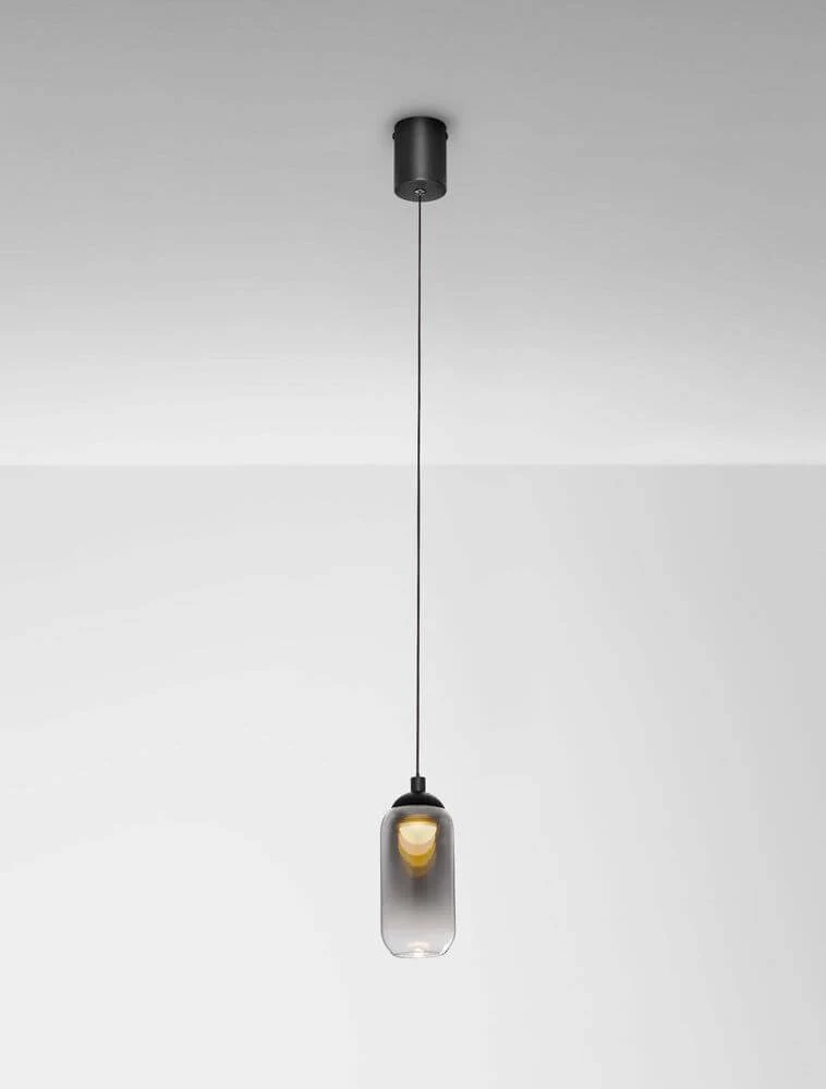 Kita LED Pendelleuchte Ø 7cm 3000K Schwarz, Rauch