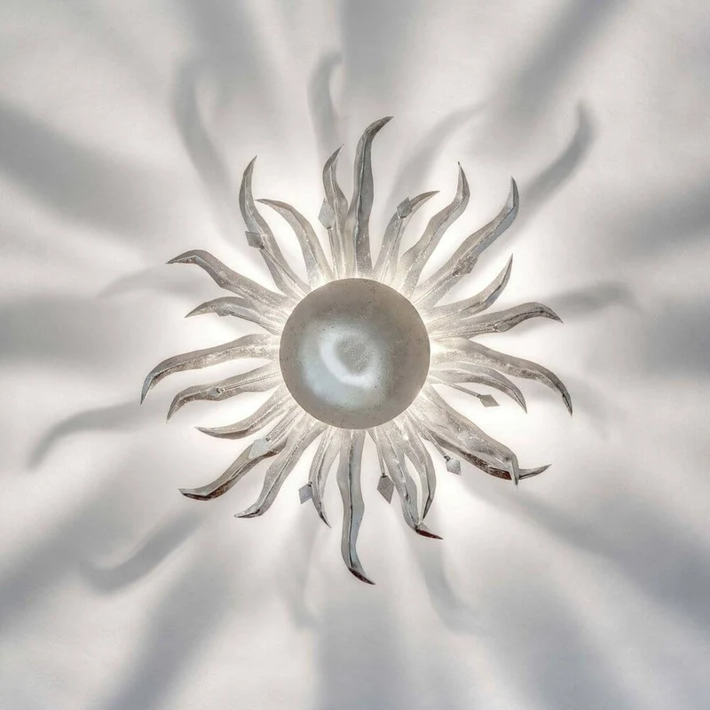 Wandleuchte Sonne Piccola Eisen Silber