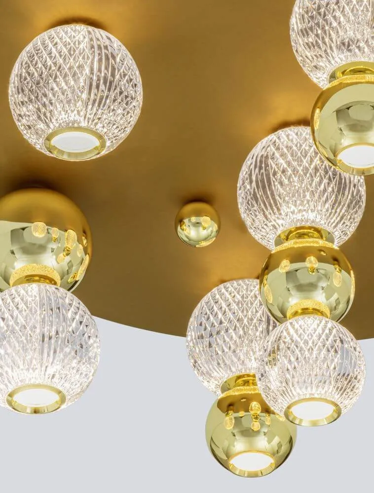 Brille LED Deckenleuchte 7-flammig Ø 66cm 3200K Gold