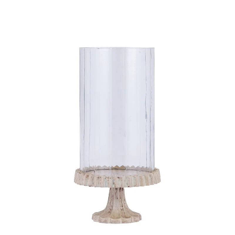 Windlicht – Gegossener Aluminium Rahmen, Verziertes Glasdesign, Goldene Farbgebung, S – Troye | PTMD
