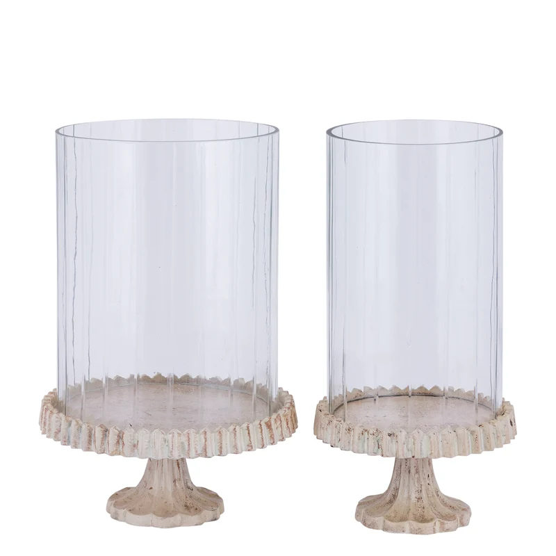 Windlicht – Gegossener Aluminium Rahmen, Verziertes Glasdesign, Goldene Farbgebung, L – Troye | PTMD